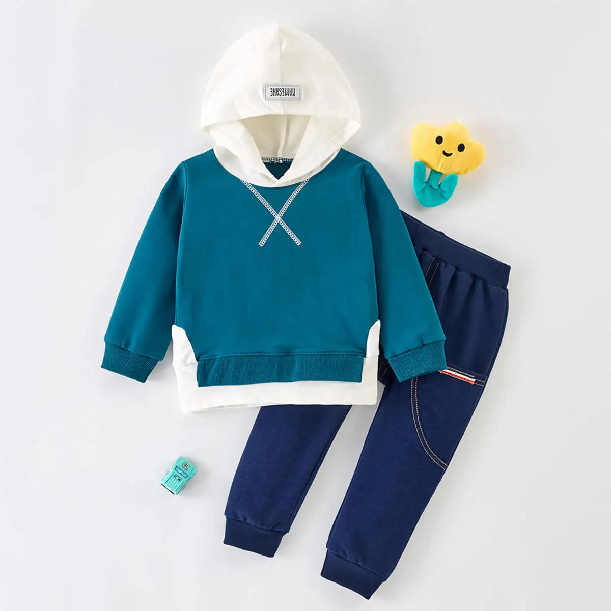 

Hibobi Clothes Sets 2-piece Casual Splice Hooded Sweatshirt and Pants Set