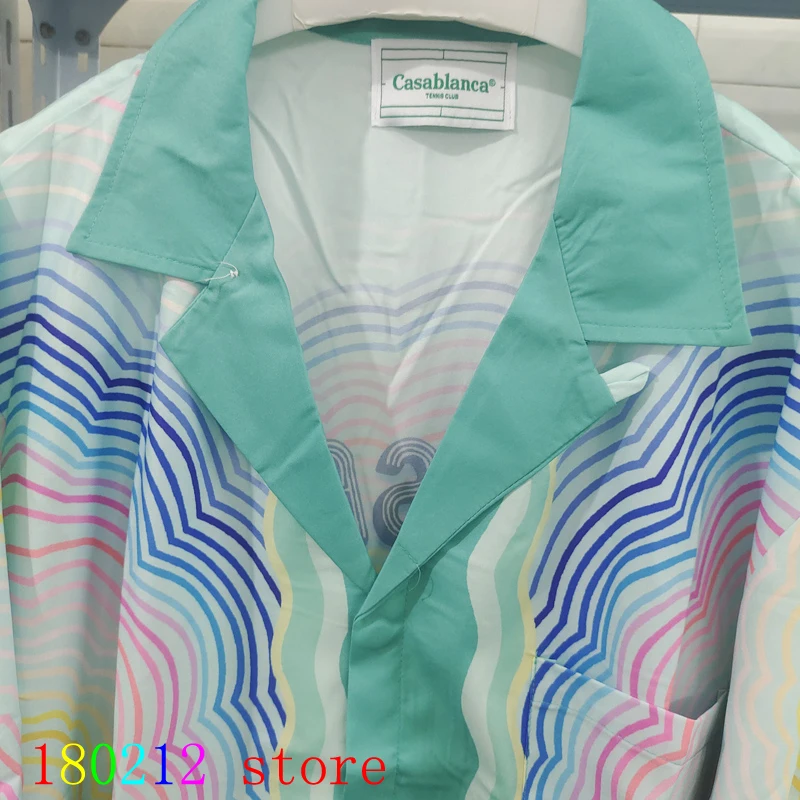 Colorful Man Portrait Rainbow Ripple Casablanca Shorts Shirt Set   Men Women Thin Fabric Hawaii Beach Holiday Short Suit