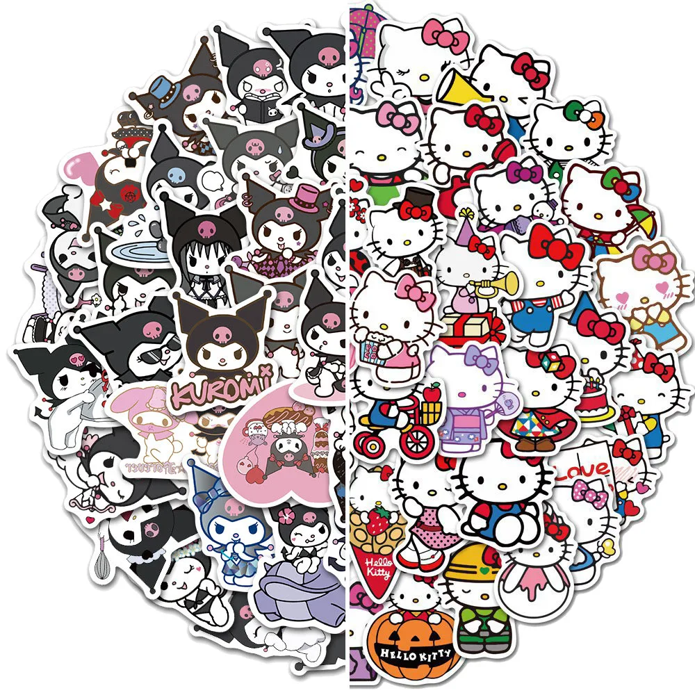 

50 шт. Sanrio серия наклеек s Hello Kitty наклейка Kulomi наклейка DIY дневник ноутбук телефон чемодан скейтборд водяной чашки гитара игрушка подарок