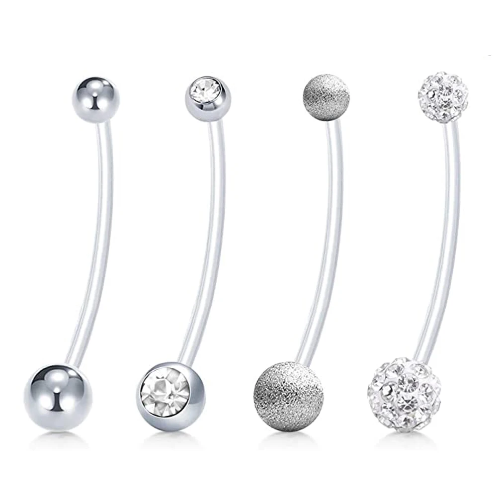 Pregnancy Belly Button Rings Long Bar 38mm Sport Maternity Flexible Bioplast Clear Navel Belly Rings Piercing Retainer