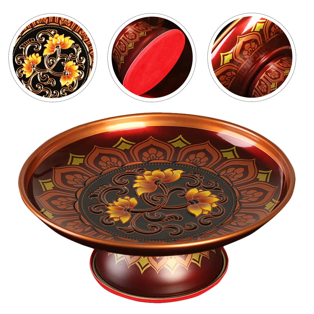 

Tray Plate Bowlofferingfruit Temple Blessing Serving Altar Tibetan Rituals Lotus Dessert Desert Cake Snack Holder Kitchen Decor
