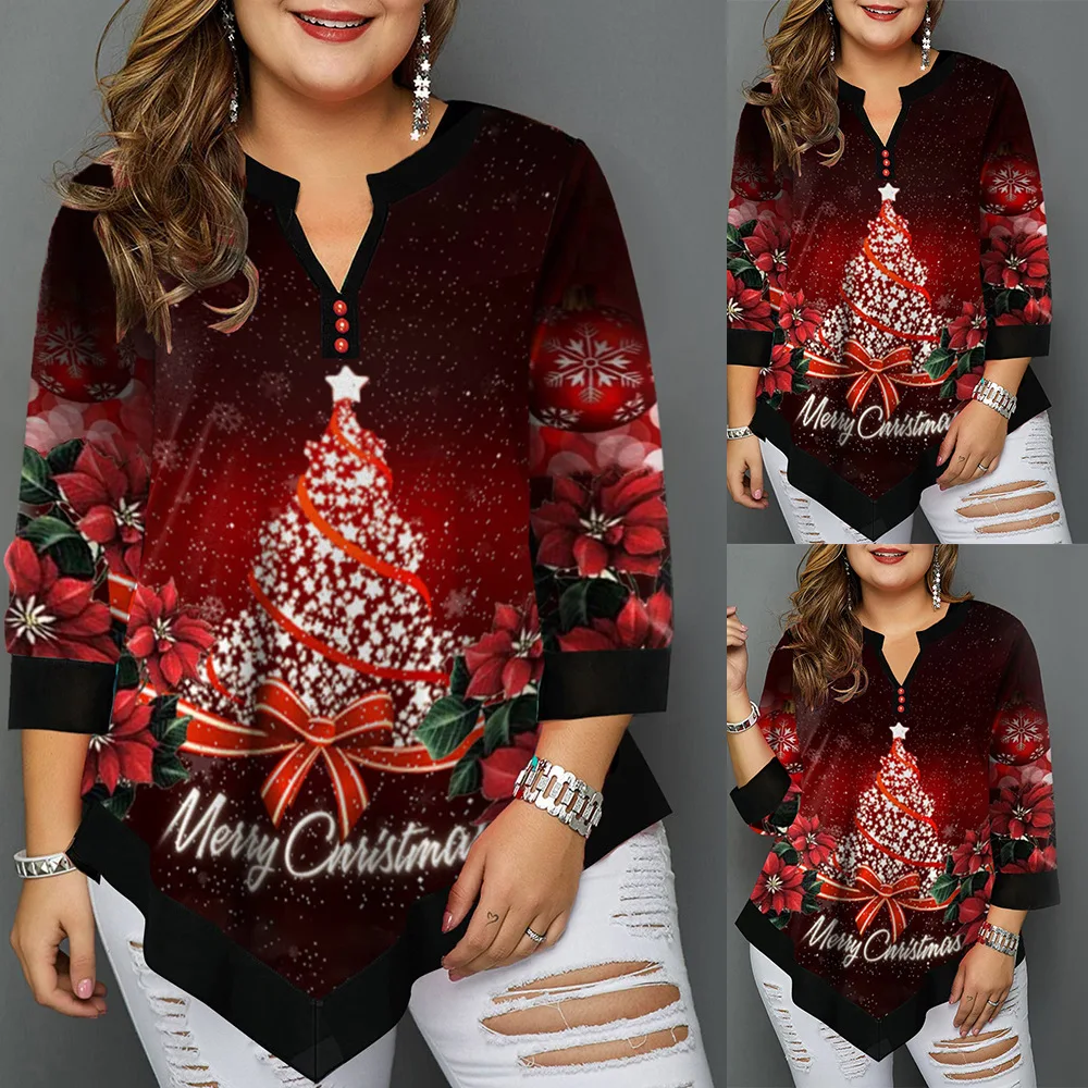 

Праздничный наряд, женские рождественские свитера, вязаный лоскутный пуловер с круглым вырезом и длинным рукавом, трикотажная одежда с реб...