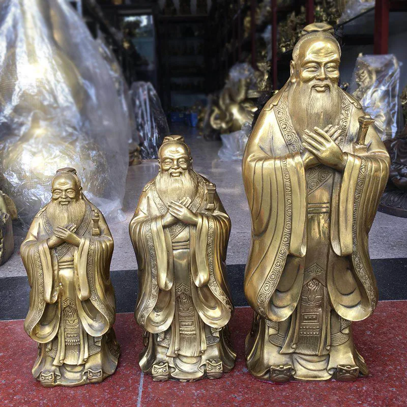 

Pure Copper Confucius Statue Decoration Kong Fu Zi Copper Statue Wang Academic Educational Student Wisdom Enhancement Confucius