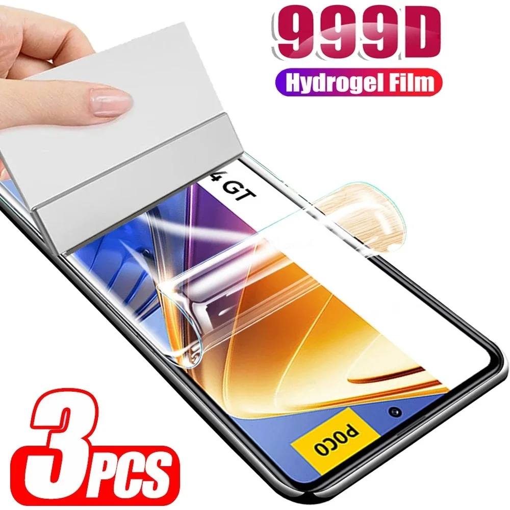 

3PCS Protective Film For Xiaomi Poco X5 X3 X3 NFC X2 F3 F4 GT Hydrogel Film Screen Protector On Poco M2 M3 M4 M5 Pro C40 C50 C55