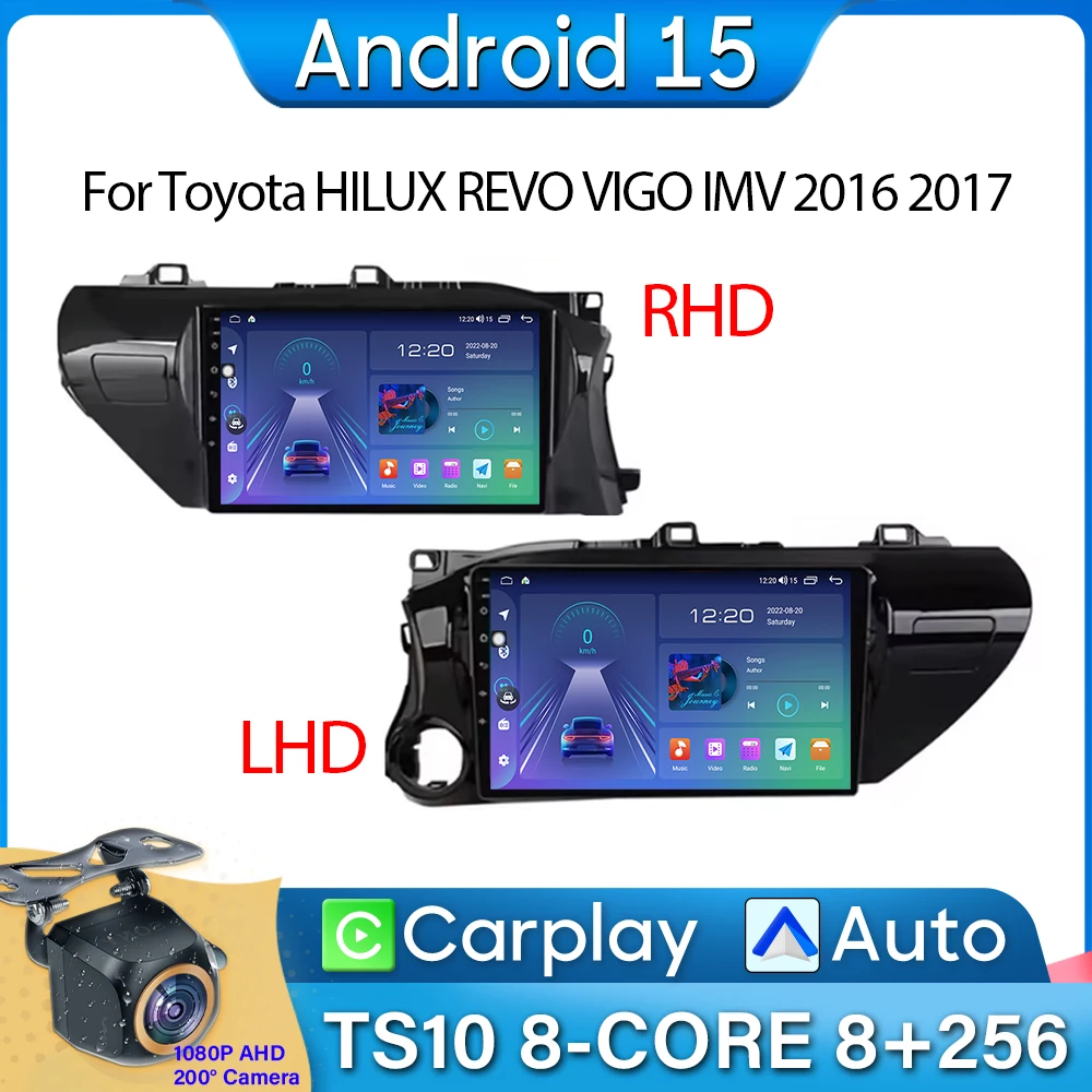 Фото Автомобильный радиоприемник Carplay для Toyota HILUX REVO VIGO IMV 2016 2017, навигация, GPS, Android, авторадио, Android 15 2K, стерео, 4G, без 2din №1