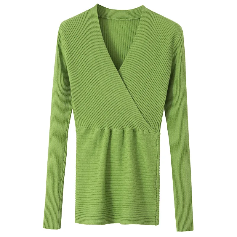 Winter Women Solid Knitted Sweater Pullovers Sexy V-Neck Apricot Black White Mujer Tops Ladies Long Sleeve Sweet Slim Jumper | Женская