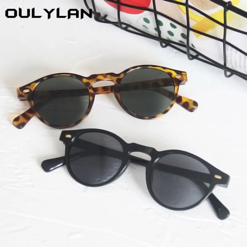 

Солнцезащитные очки Oulylan мужские круглые, Классические винтажные брендовые дизайнерские солнечные очки для вождения на открытом воздухе
