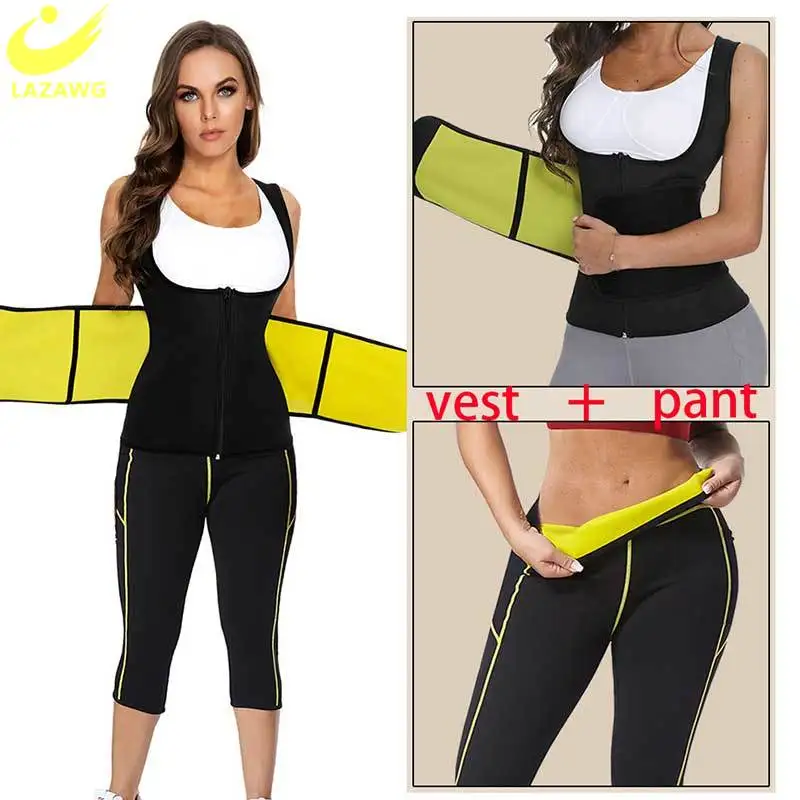 

LAZAWG Women's Chest Support Zip Tank Top Neoprene Sweat Sauna Thermal Weight Loss Sport Vest Gym Workout Slimming Body Shapers
