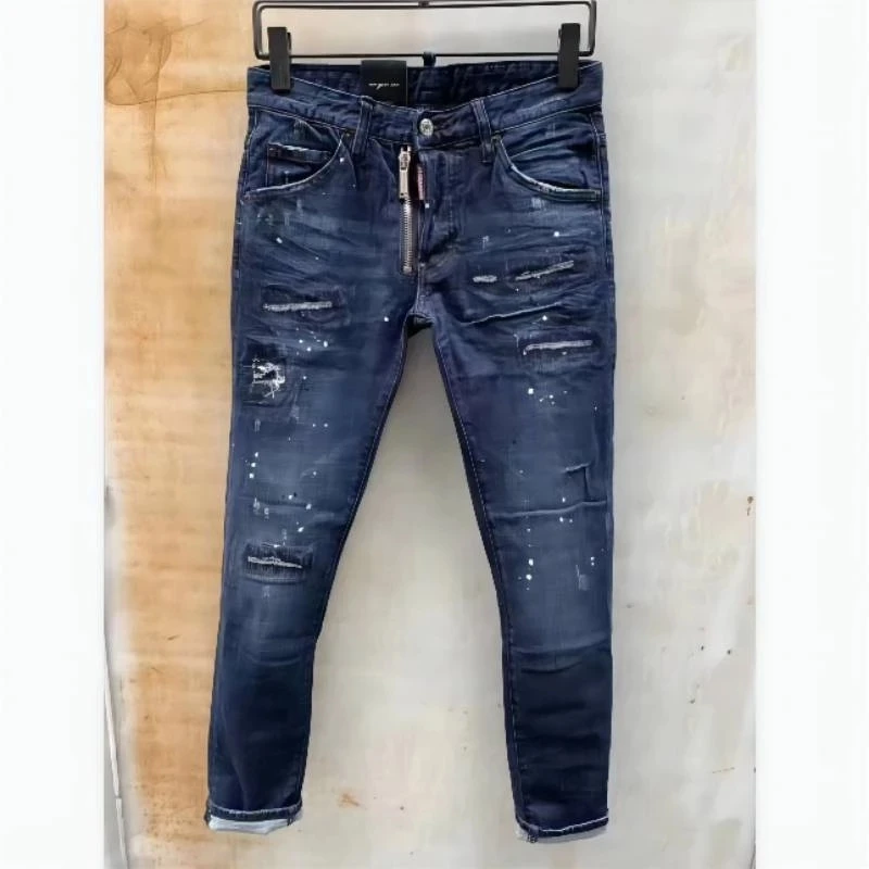

Новинка DSQUARED2 мужские/женские облегающие джинсы, модные потертые микроэластичные брюки с заплатками 863