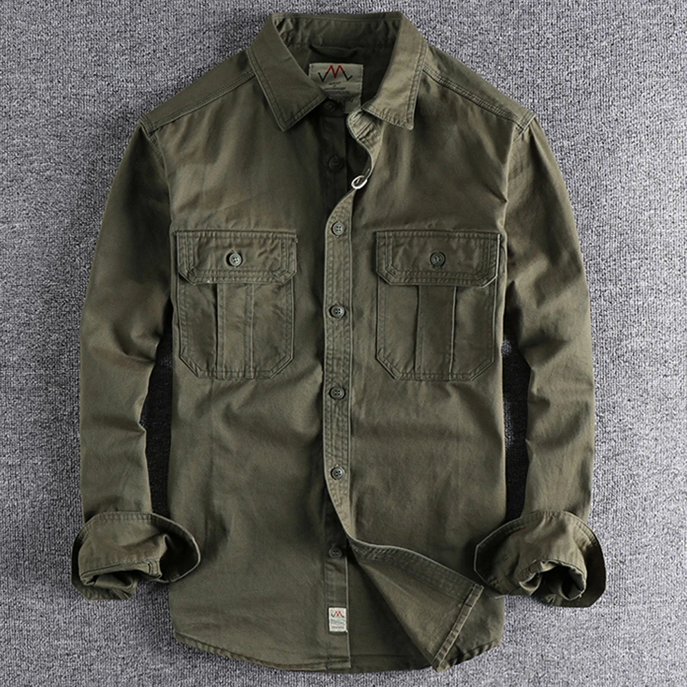 High Quality Army Style Military Shirt For Men Europ Designer Long Sleeved Mens Shirts Outdoor Casual Topwear Clothes Streetwear