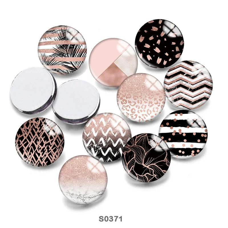 

Pink Geometry Mix 12mm//18mm/20mm/25mm Round photo glass cabochon demo flat back Making findings S0371