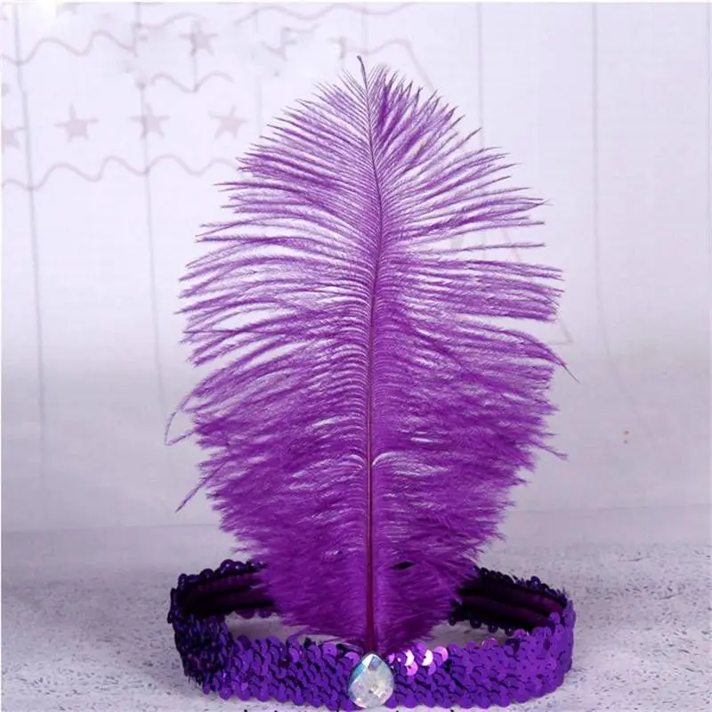 

Ostrich Feather Sequin Headband Vintage Performance Headpiece Decoration Gift