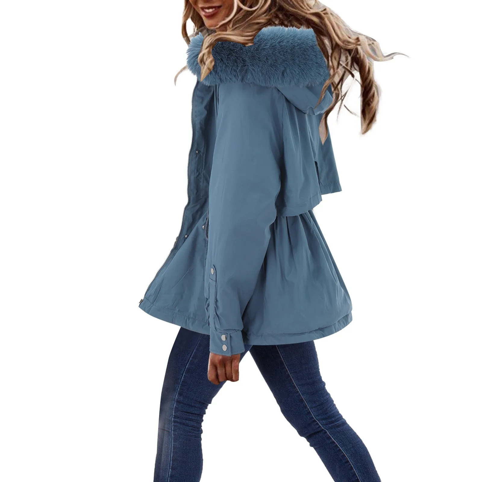 Women Winter Parka Long Coat 2022 Lapel Collar Long Sleeve Jacket Vintage Thicken Coat Jacket Warm Hooded Thick Padded Outerwear