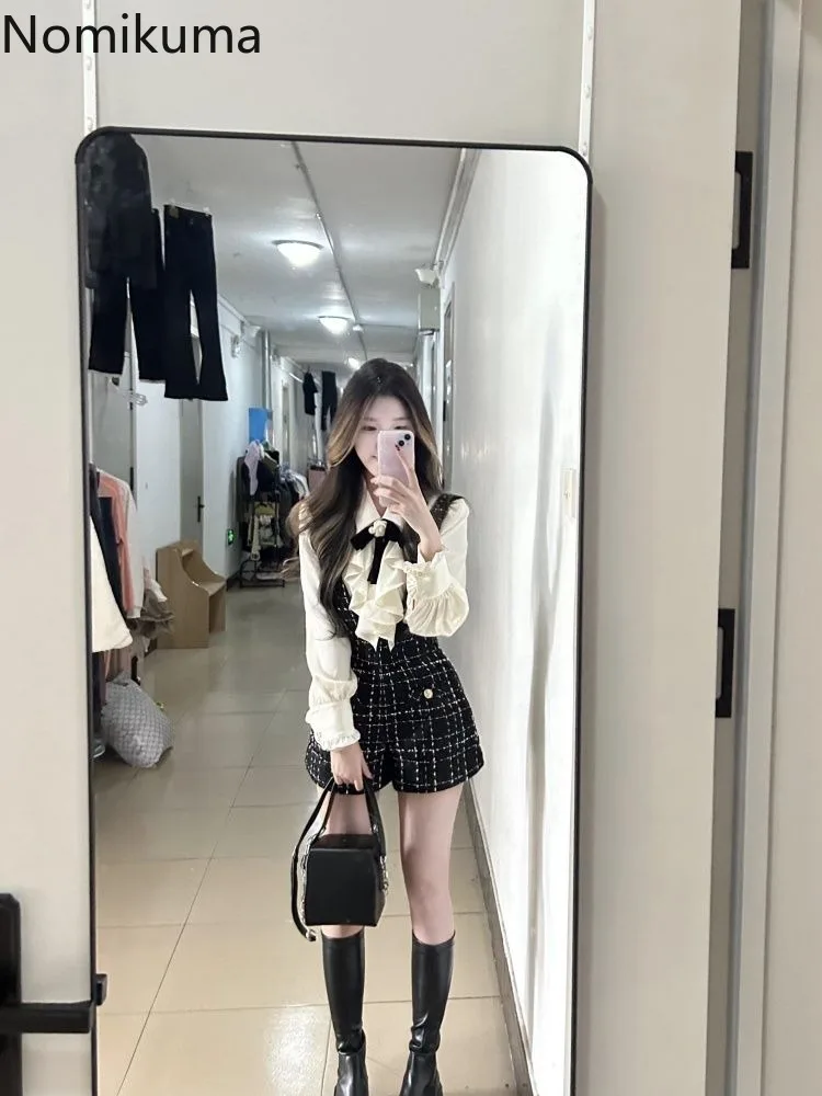 Комплекты из двух предметов женская одежда блузки с длинными рукавами и оборками