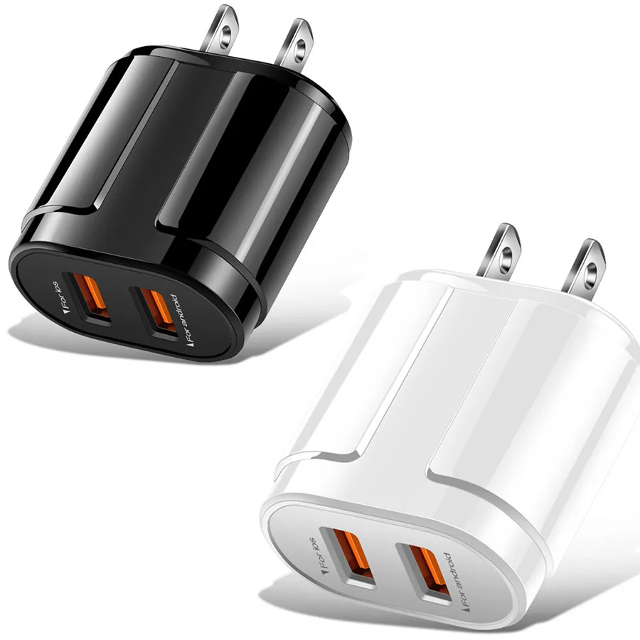 

100 шт., сетевое зарядное устройство с двумя USB-портами
