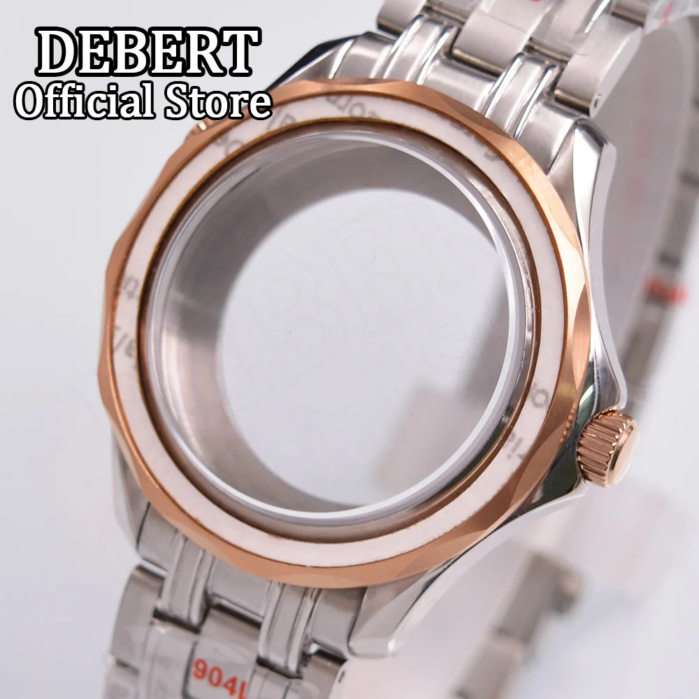 

41mm Sapphire glass Watch gold Case Fits Seiko NH35 NH36 ETA2824 2836 Miyota 8205 8215 821A PT5000 movement steel bracelet Case