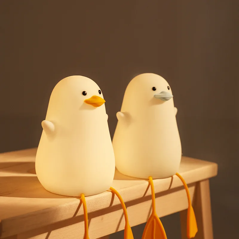 USB Rechargeable LED Night Light Penguin Silicone Touch Sensor Bedroom Bedside Lamp For Kids Baby Gift Dropship