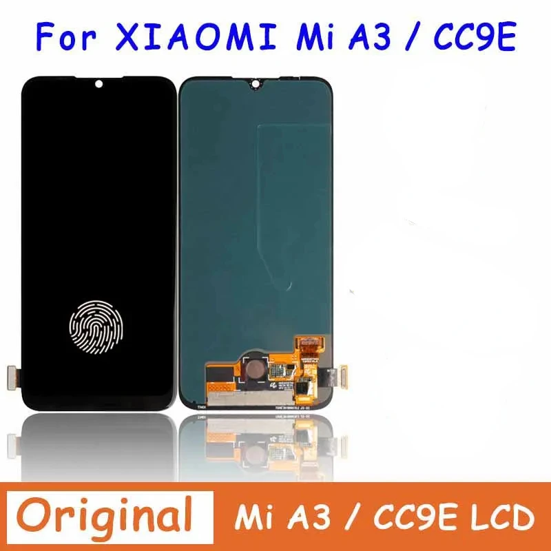 

6,09 CC9e ЖК-дисплей для Xiaomi A3 CC9E ЖК-дисплей сенсорный экран дигитайзер в сборе со сканером отпечатков пальцев для Xiaomi Mi A3 MiA3 LCD