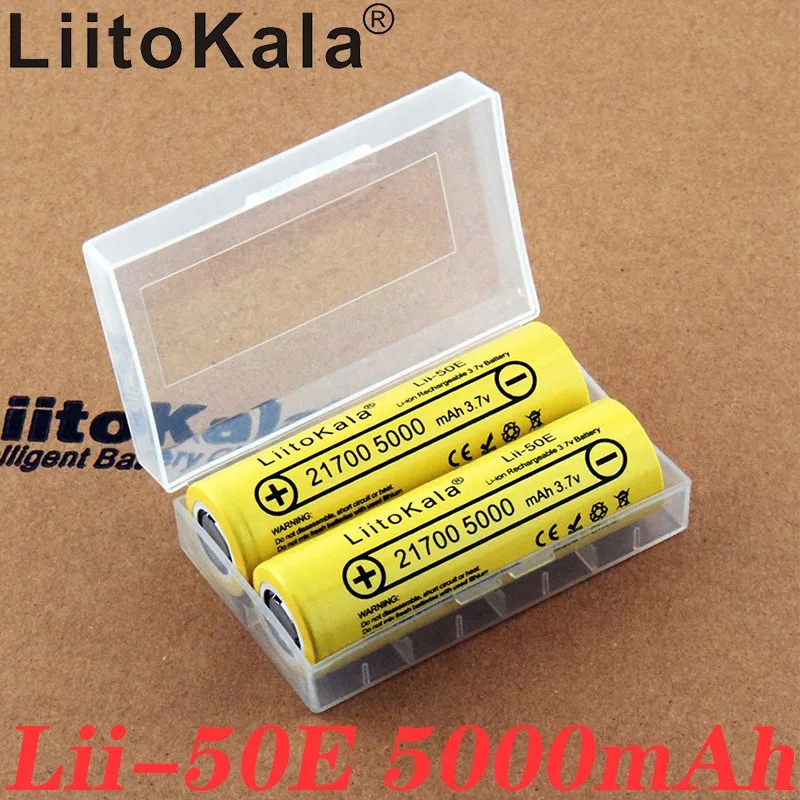 2022 LiitoKala 21700 4800 5000mAh Li-Ni Battery 3.7V 50E for High discharge Mod / Kit 3.7V 15A power 5C Rate Discharge and box
