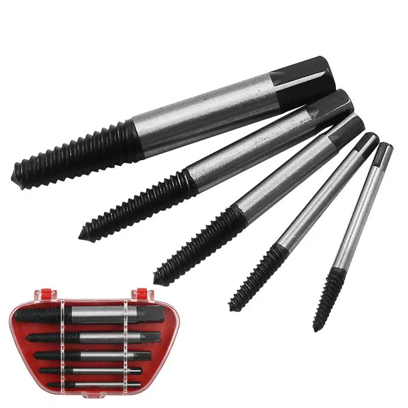 

5pcs/Case HSS Screw Extractor Center Drill Bits Guide Set Broken Damaged Bolt Remover Removal Speed Easy Out Set