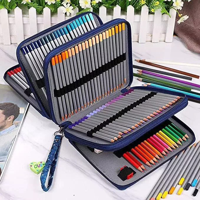 Stationery Pencil Bag Student Painting Storage Bag Art Supplies Pen Curtain 160 Hole 200 Hole Stationery Box