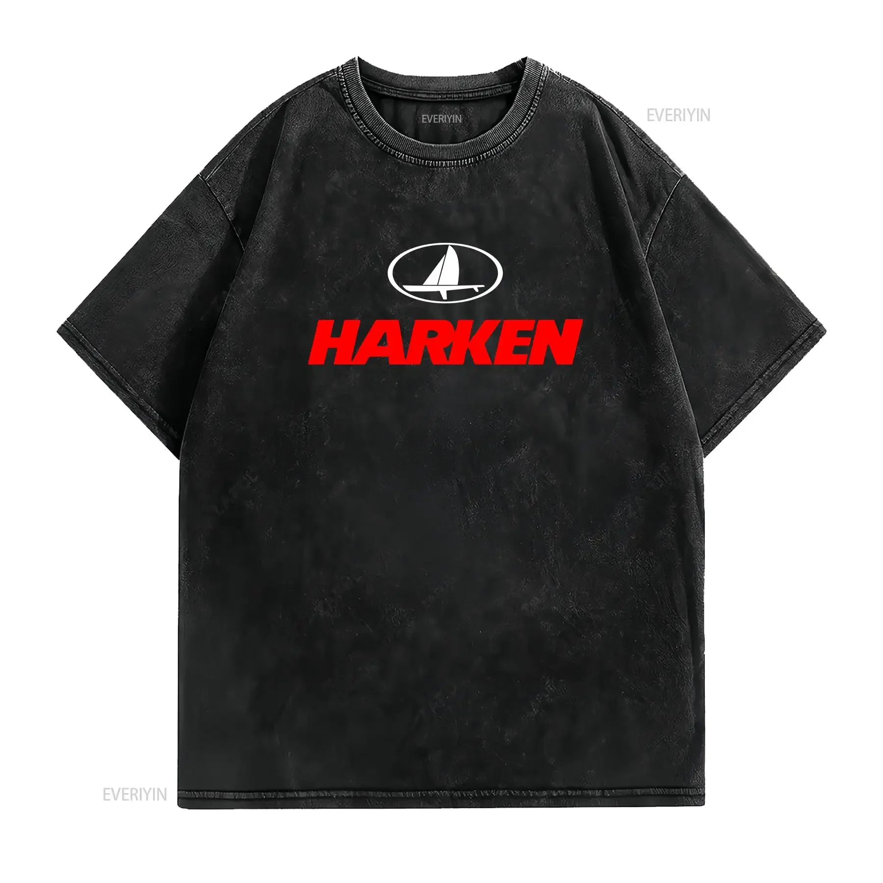 Фото Новая футболка с логотипом парусных лодок Harken, забавная футболка с изображением морских яхт, размер S-5XL, винтажная, с эффектом потертости, уличная одежда, повседневная мужская одежда №2