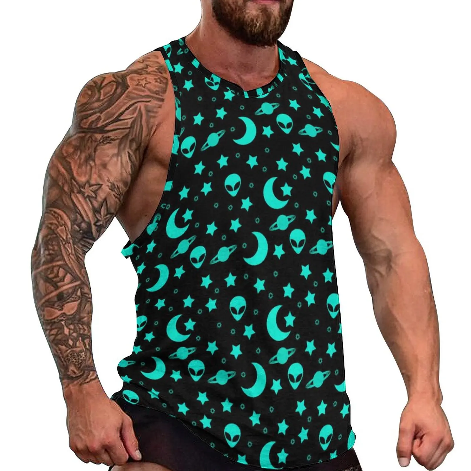 

Star Outer Space Tank Top Men Extra Terrestrial Vintage Tops Summer Bodybuilding Graphic Sleeveless Vests Large Size