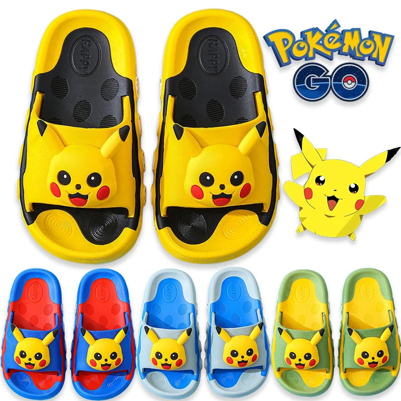 Покемон Пикачу Большие Детские Тапочки Удобная нескользящая Мягкая подошва