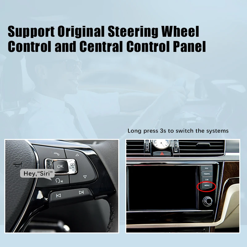 Беспроводной CarPlay Android Auto для Volkswagen VW Polo Golf Touareg Tiguan Teramont Passat B8 MIB MIB2 Модульная