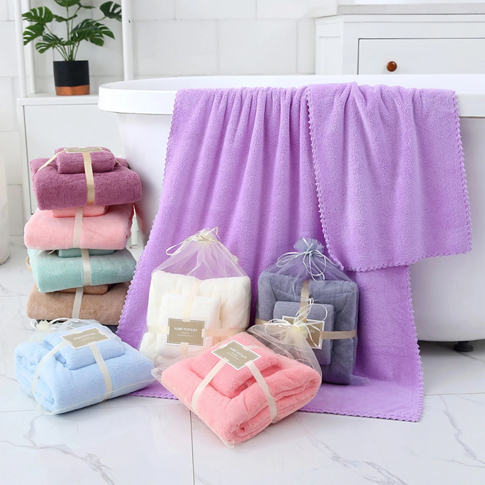 

Feifan Towel Bath Towel Combination Thickened Absorbent Mother And Mother Coral Fleece Large Bath Towel Combination полотенце