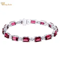 Wong Rain Vintage 925 Sterling Silver Lab Sapphire Ruby Emerald High Carbon Diamonds Charm Tennis Bracelets Bangles Fine Jewelry