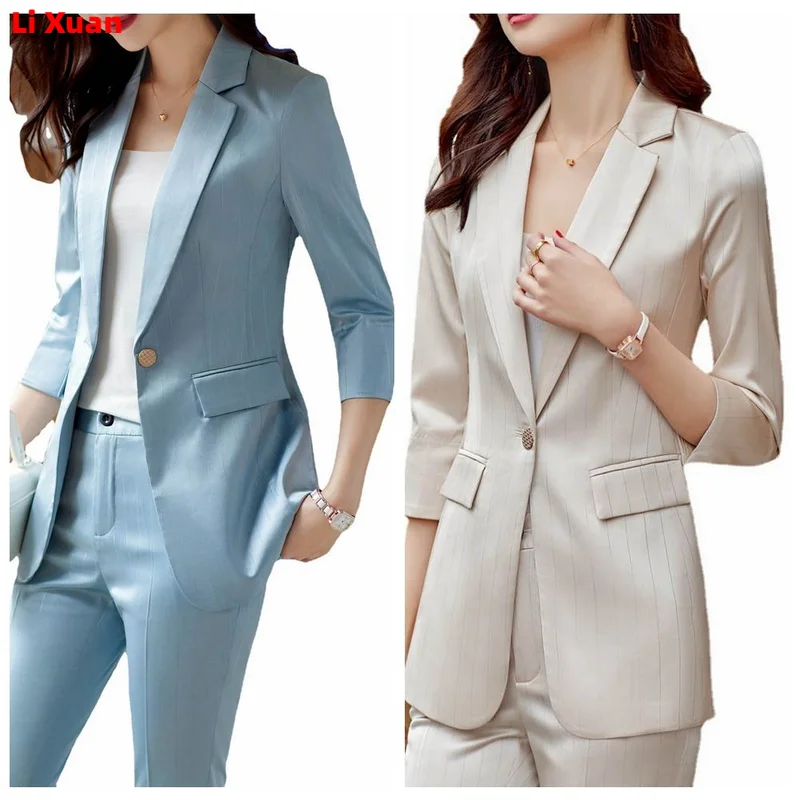 Superior Quality Spring Summer Formal Ladies Fashion Blazer Women Business with Sets Work Wear Office Casual Pants Jacket Suits