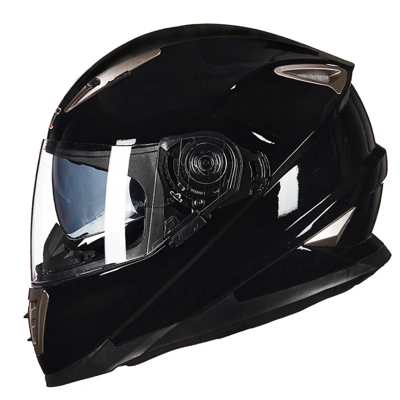 Bright Black Dark Night Style Motorcycle Helmets Racing Casque Double Visor Dual Lens Motorbike Cascos Para Moto Dot Approved