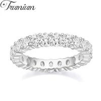 trumium engagement ring 2mm 925 sterling silver wedding band fine jewelry cubic zirconia half eternity stackable rings for women