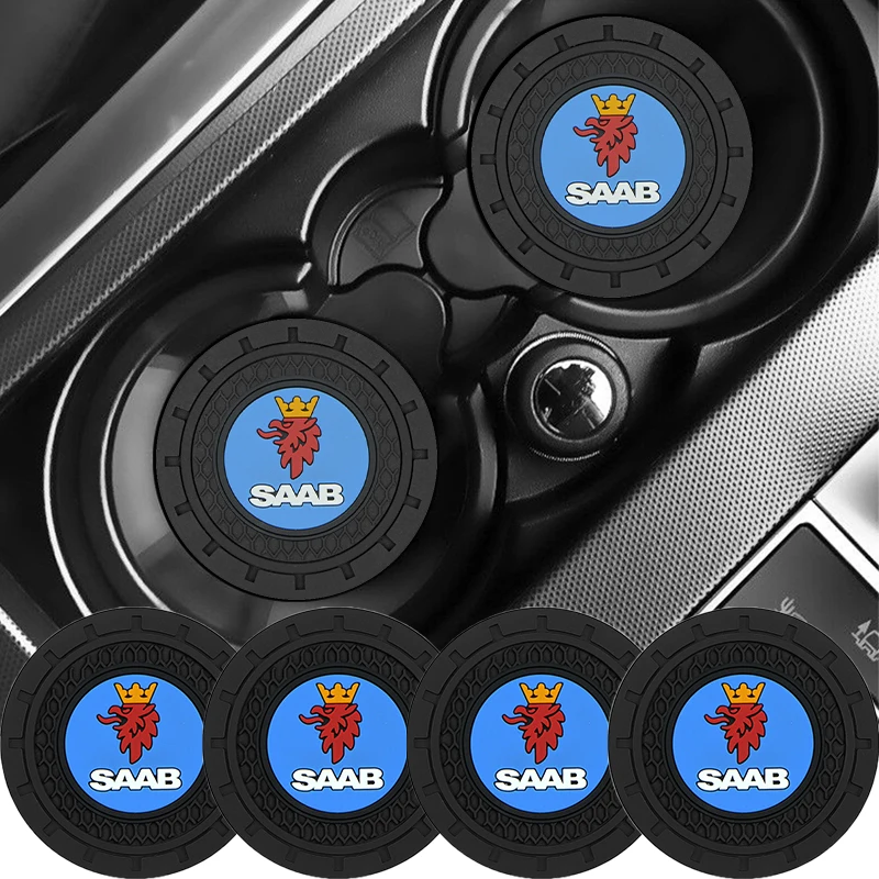 

1pcs Car Non-slip Pad Water Cup Holder Mat Badge Coaster Accessories For SAAB 93 Vector Aero Pantalla Radio Android 95 Gripen