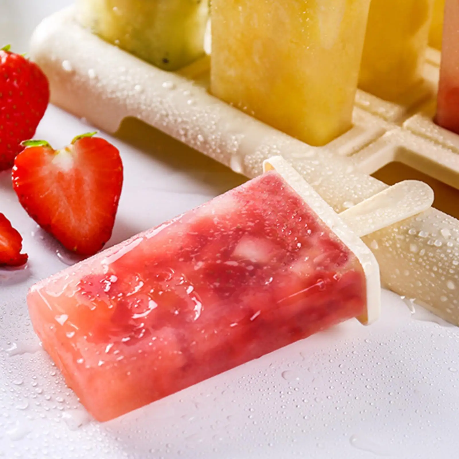 

Ice Cream Mold Popsicle Mold For Freezer Fruit Ice Cube Maker Dessert with Stick and Lid Reusable Creative Kitchen Tool W1F7