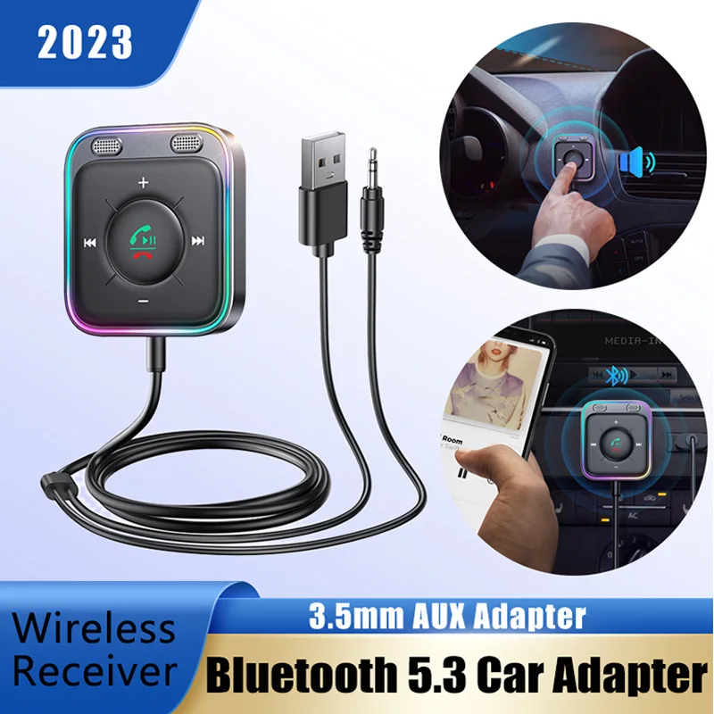 

Автомобильный Bluetooth 5,3 адаптер Улучшенный двойной микрофон ENC шумоподавление 3,5 мм AUX адаптер Bluetooth беспроводной приемник звонки в режиме громкой связи