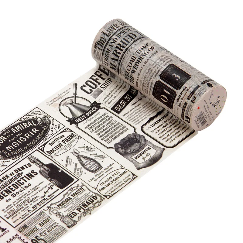 

2021 200-inch 10cm Wide Washi Tape Retro Postage Stamp Scrapbook Stickers roll DIY Scrapbooking Decorative Newspaper Stickers