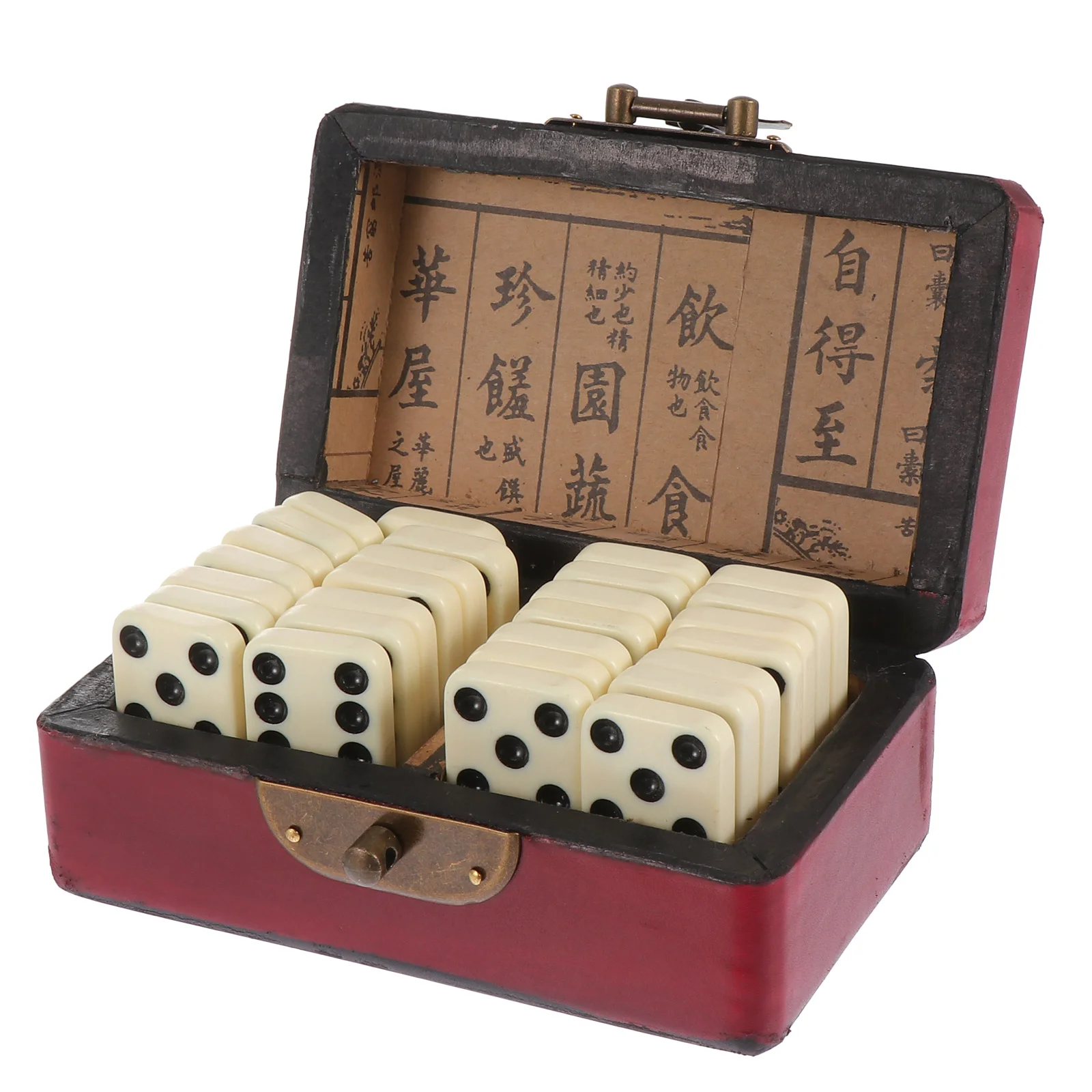 

1 Set Retro Dominoes Game Domino Tiles with Wooden Case Box for Gift