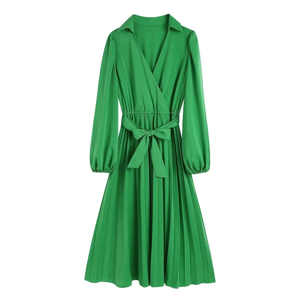 

2022 autumn new European and American cross-border women's wear temperament light and elegant pressed lace-up dress