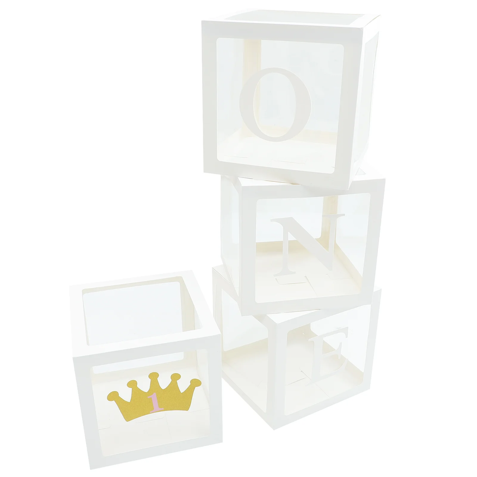

Balloon Box Boxes Birthday Balloons One Transparent Baby Blocks Shower Blockparty Decorations Case Decorative 1St Number First