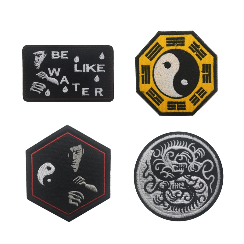 

Bruce Lee Kung Fu Hook and Loop Patches for Clothing Tai Chi Morale Badges Armband Backpack Hat Decoration Embroidery Patch