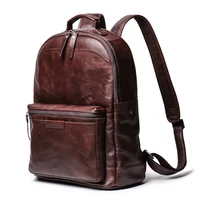 Vintage Coffee Brown Black Vegatable Tenned Full Grain Genuine Leather 15.6'' Laptop Women Men Backpack Travel Bag