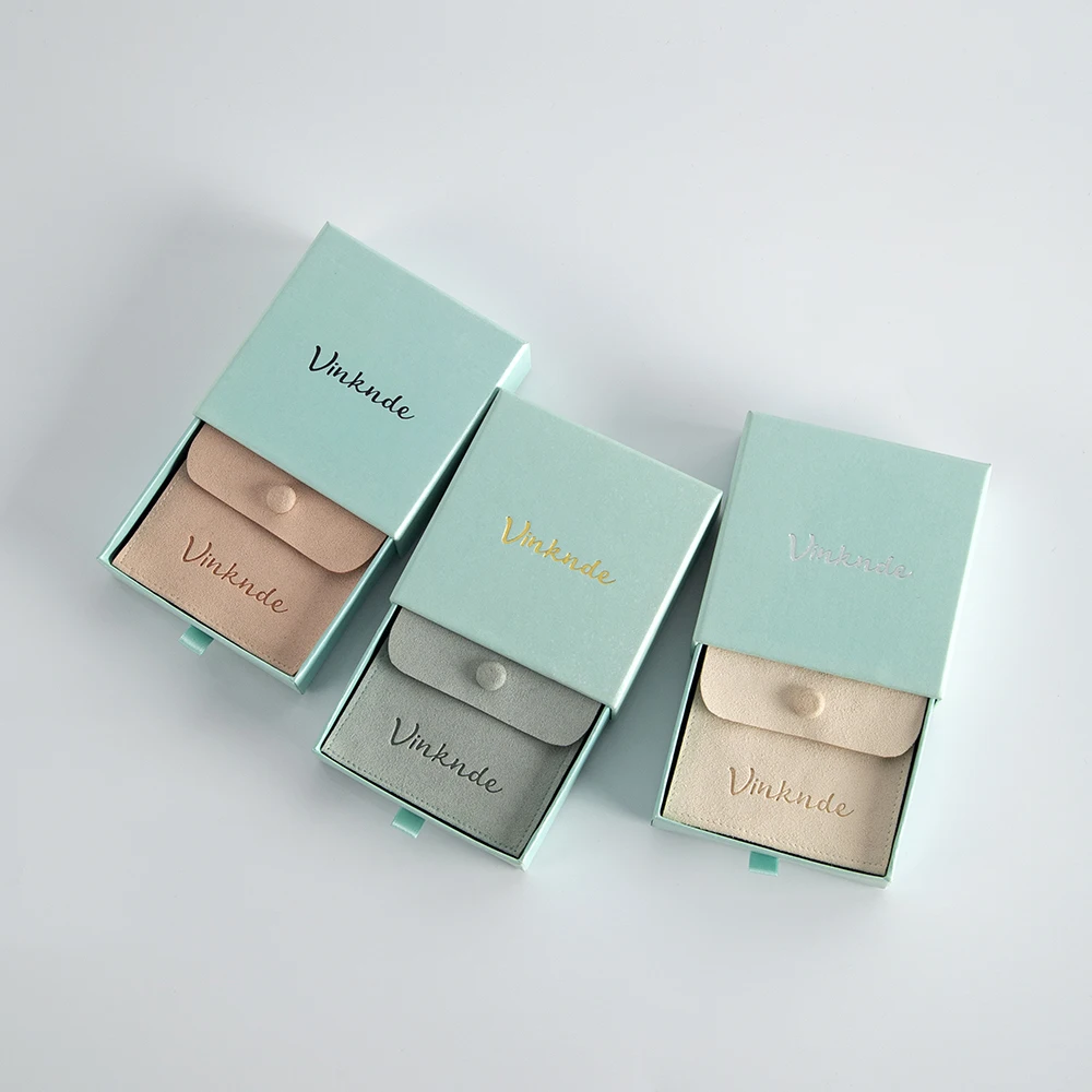 Luxury Gift Boxes Package Pouches Custom Logo Paper Jewelry Packaging Box for Earrings Rings Bracelet Pendant Gift Button Bags