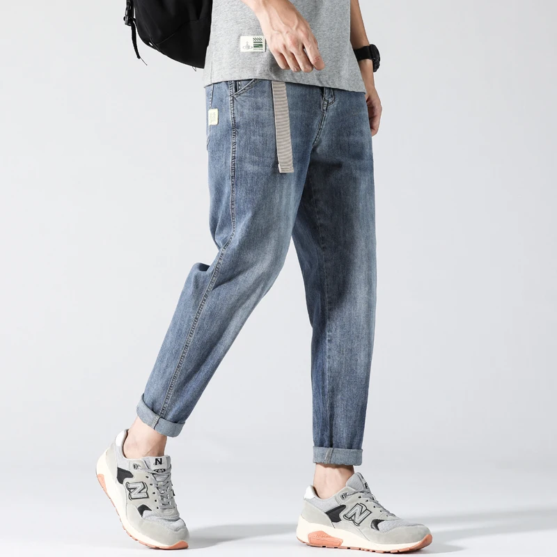 

Solid Jeans Men Fashion Loose Straight Casual Denim Pants Man Cowboy Streetwear Hip Hop Jeans Trousers Male Spring Summer Y43