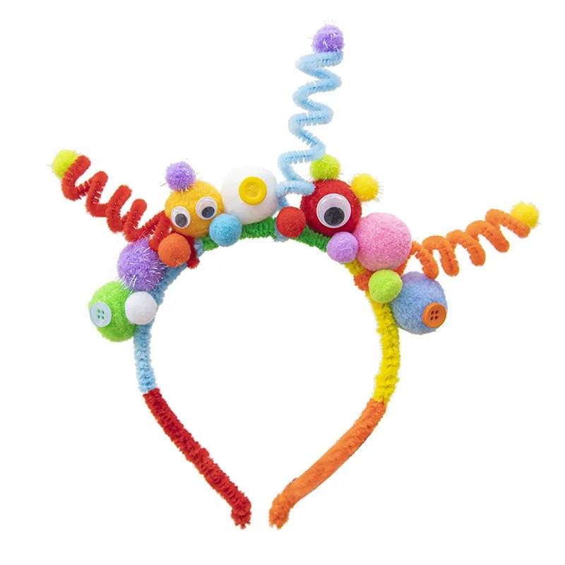 

Funny Cartoon Eyeball Birthday Headband Gifts For Kids Girls Happy Birthday Party Photo Props Colored Spring Plush Ball Hairband