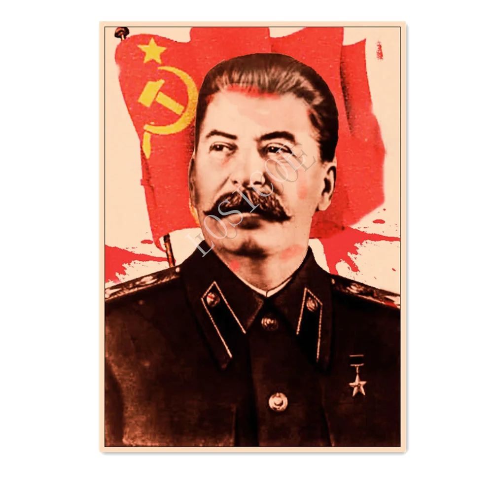 

Soviet Union CCCP USSR President Stalin Poster Wall Sticker Communist Propaganda Wallpaper Retro Kraft Paper Print Art Painting