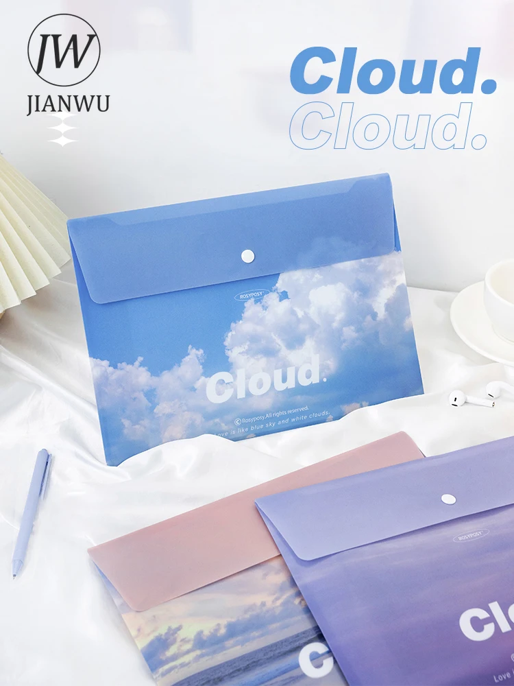 JIANWU 4 шт./компл. вместительные пакеты для хранения файлов А4 кнопки офисные