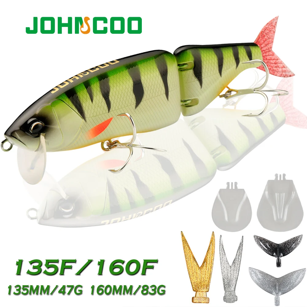 JOHNCOO Swimbait Big Fishing Lure Artificial Hard Bait 135mm 160mm Jointed Fishing Lure for Predator Wobbler Minnow Pike
