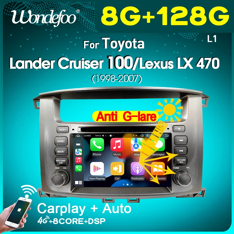 Mагнитола 2дин андройд android 10 с экраном автомагнитола для Toyota Land cruiser 100 LC100 LC 2002-2007